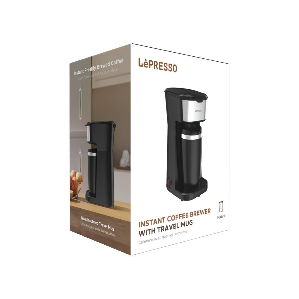 INSTANT COFFEE BREWER WITH TRAVEL MUG