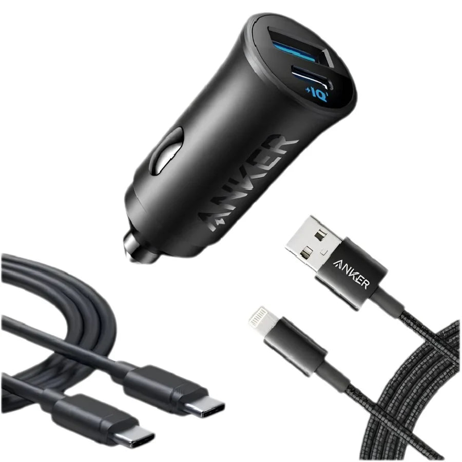 Anker Car Charger 30W 2- Ports With 2 Cables