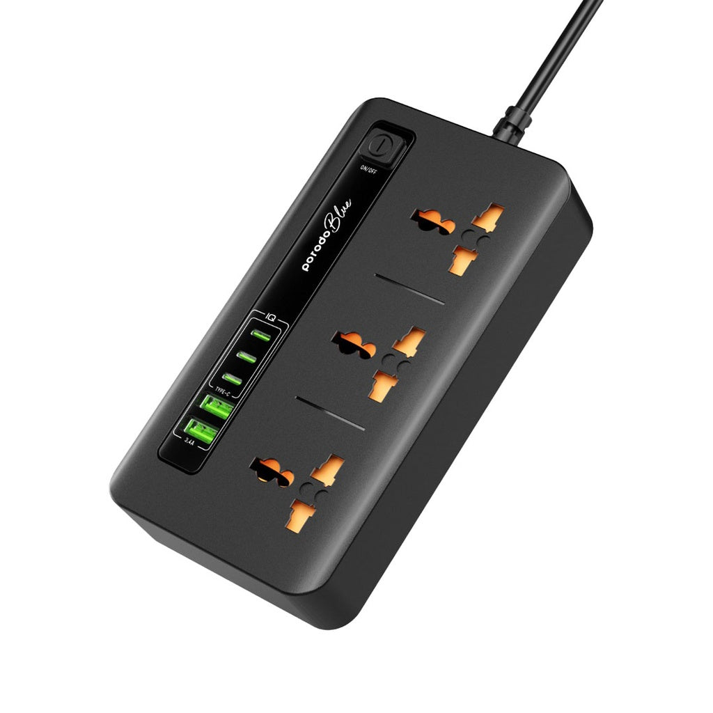 مقبس طاقة بورودو بلو 3 تيار متردد مع 2XUSB-A، 3XType-C 2M 3000W - أسود