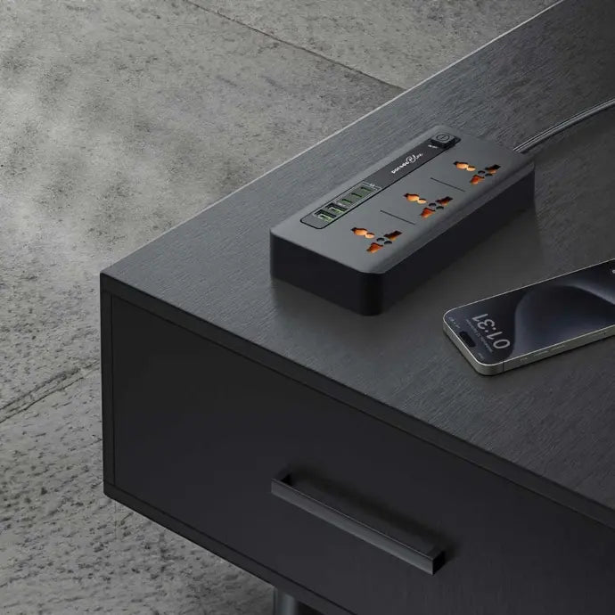 مقبس طاقة بورودو بلو 3 تيار متردد مع 2XUSB-A، 3XType-C 2M 3000W - أسود