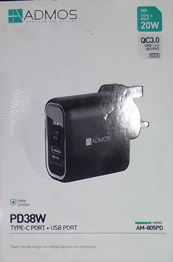ADMOS PD38W TYPE-C PORT+USB PORT, AM-805PD