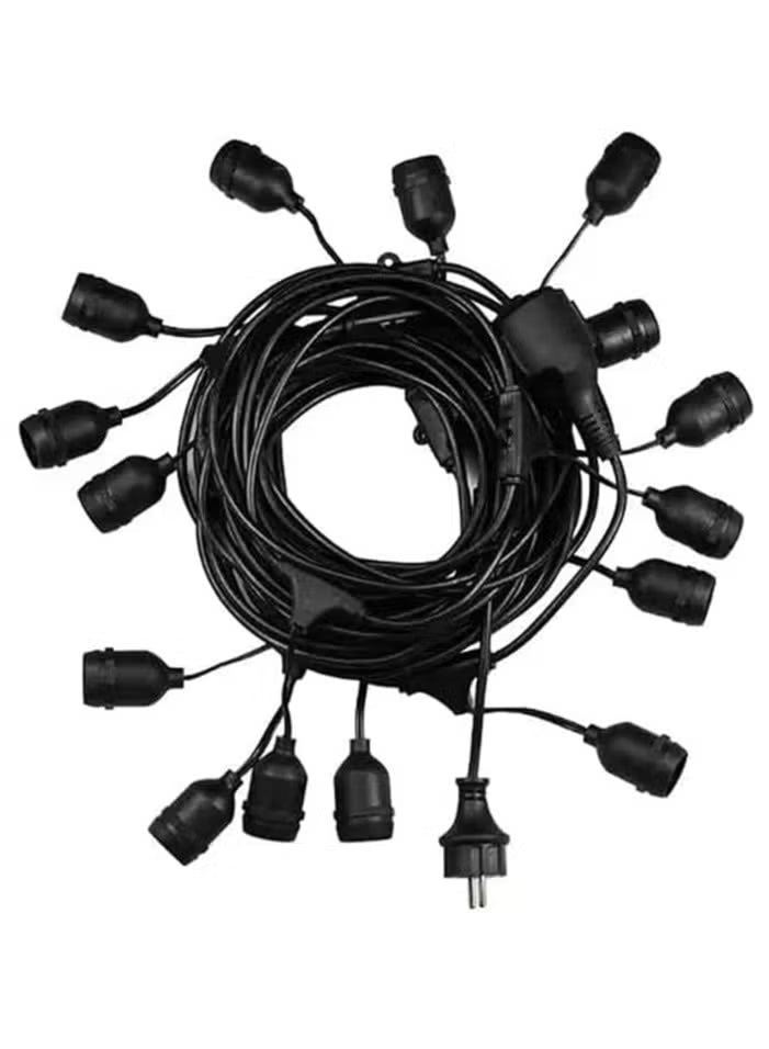 Outdoor String (10 Meter 100holder) Lights Commercial Great Weatherproof String 10 Meter 100holder Hanging Sockets Decorative Lights for Outdoor Garden (Bulbs Not Included)