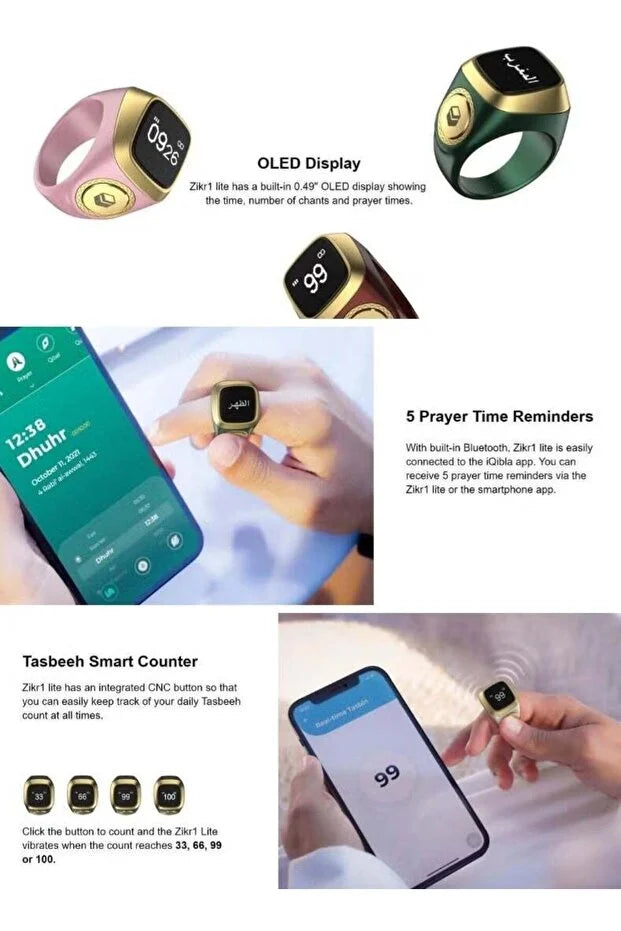 iqibla Smart Zikr Ring Lite 20 mm – Waterproof Muslim Prayer & Tasbih Counter Smart Ring No reviews yet.