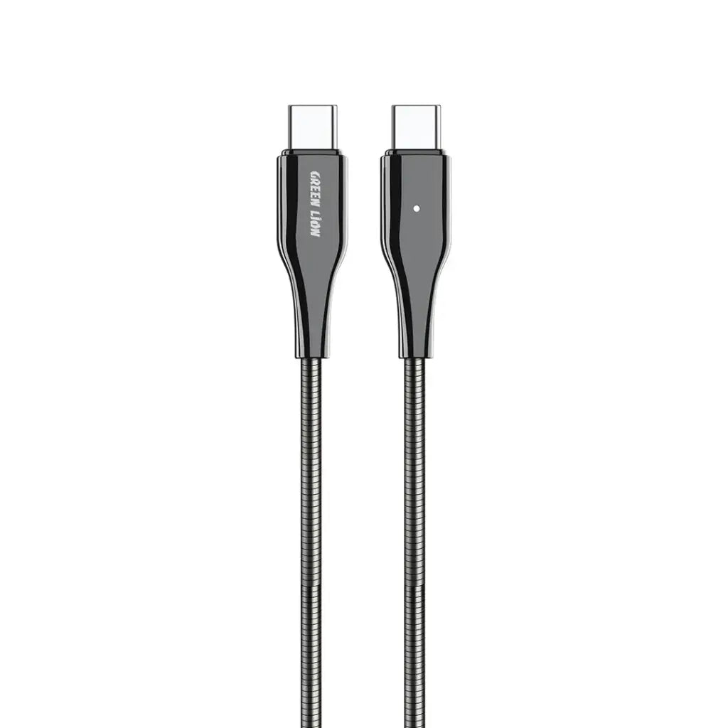 Green Lion USB-C To USB-C Metal Spring Hose Cable - Silver