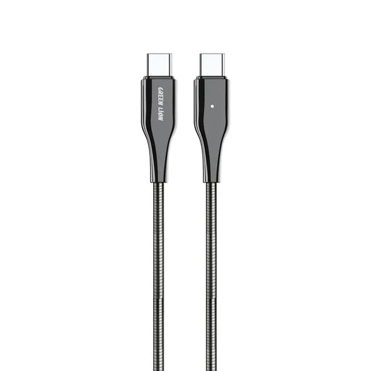 Green Lion USB-C To USB-C Metal Spring Hose Cable - Silver