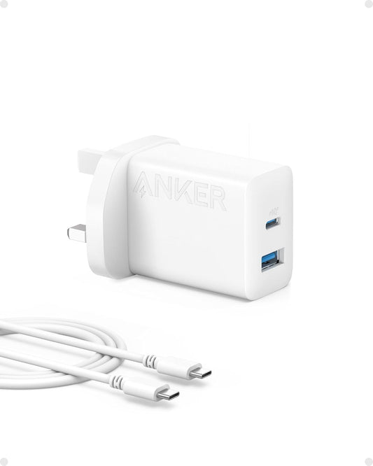 Anker 20W Charger 2Ports with USB-C Cable - White