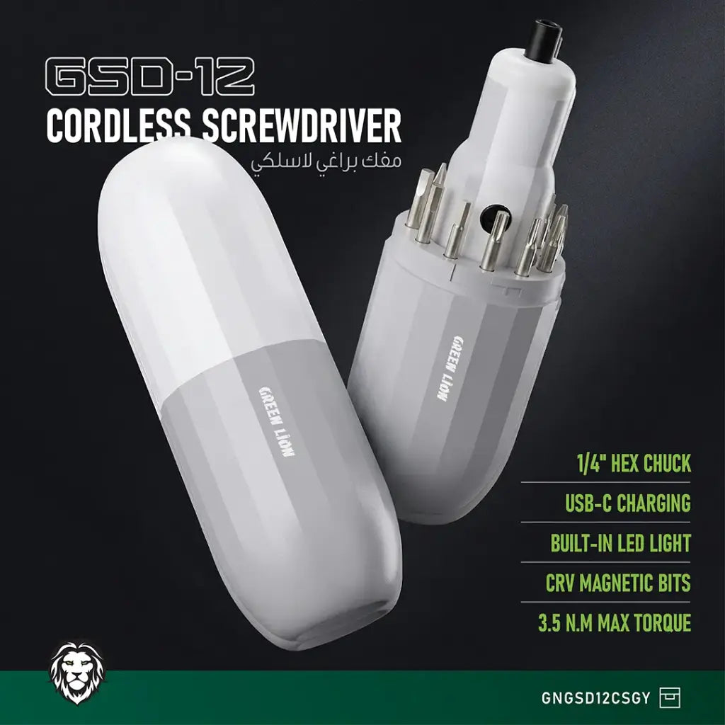 Green Lion GSD-12 Cordless Screwdriver - Grey