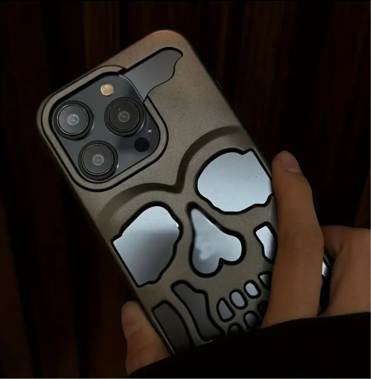 Grey Hollow Skull Mobile Phone Case, Soft Phone Case For Iphone