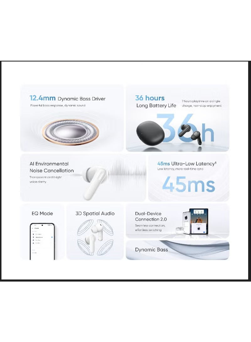 RealMe Techlife Buds - Black/ White
