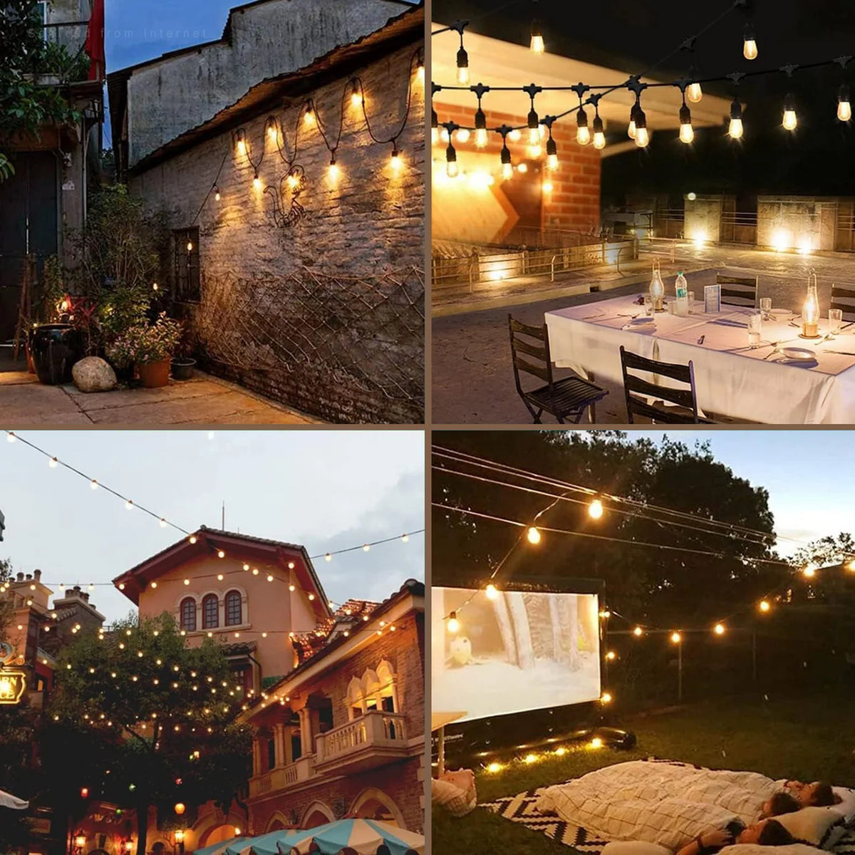 Outdoor String (100 Meter 200holder) Lights Commercial Great Weatherproof String 100 Meter 200holder Hanging Sockets Decorative Lights for Outdoor Garden (Bulbs Not Included)