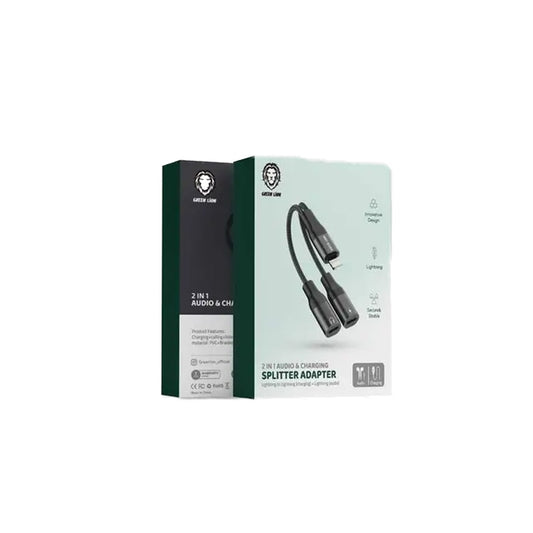 Green Lion 2 In 1 Audio & Charging Splitter/ lightning to lightning (charging)+lightning(audio)