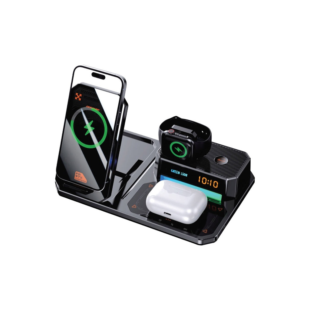 GREEN LION 6 IN 1 MULTIFUNCTIONAL WIRLESS CHARGER - BLACK