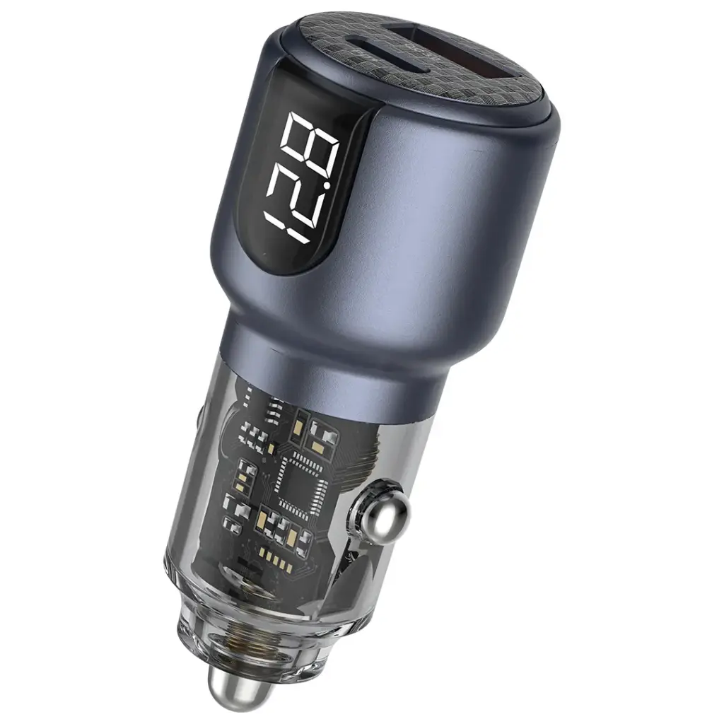Green Lion Dual Port Car Charger PD + QC 75W - Gray
