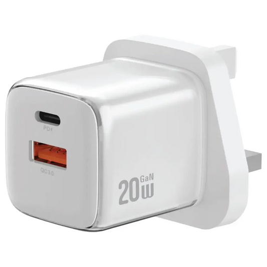 Green Lion Reva Dual Port Wall Charger 20W - white