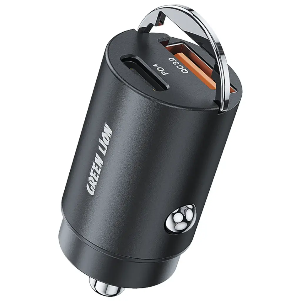 Green Lion Ring Charge Dual Port Car Charger PD 36W - Black
