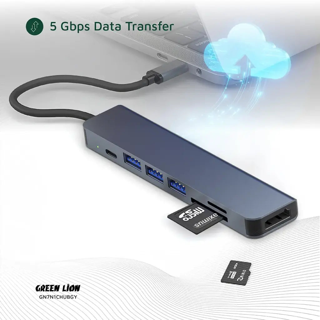 Green Lion 7-in-1 USB-C Hub - Gray