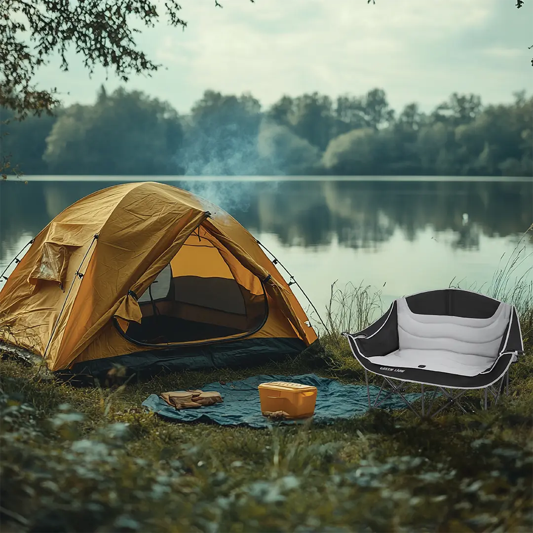Green Lion Double Camping Chair - Beige