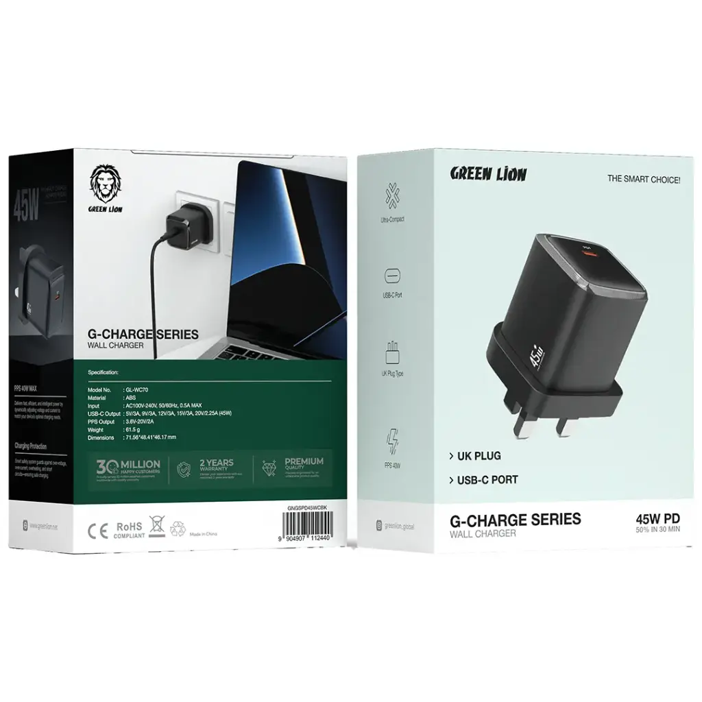 Green Lion G-Charge Series Wall Charger - Black