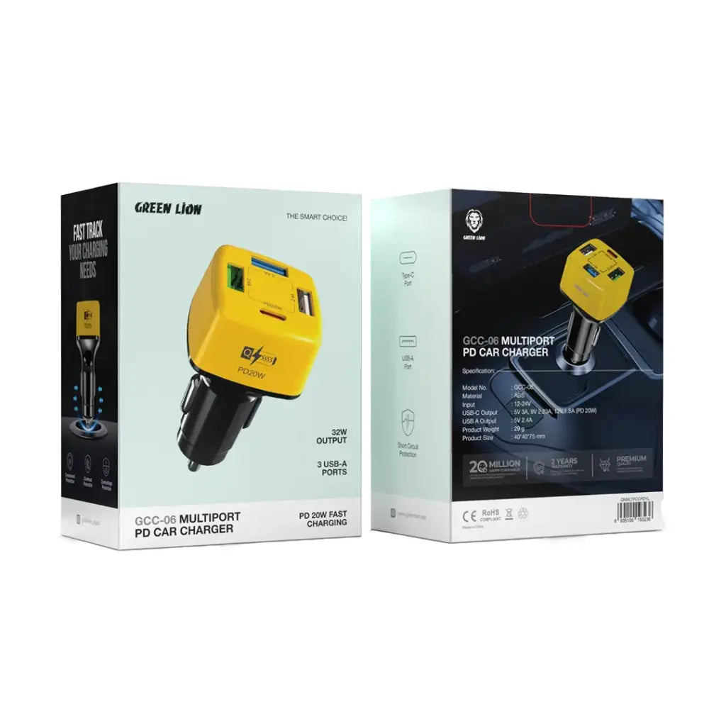 Green Lion GCC-06 Multiport PD Car Charge - Yellow