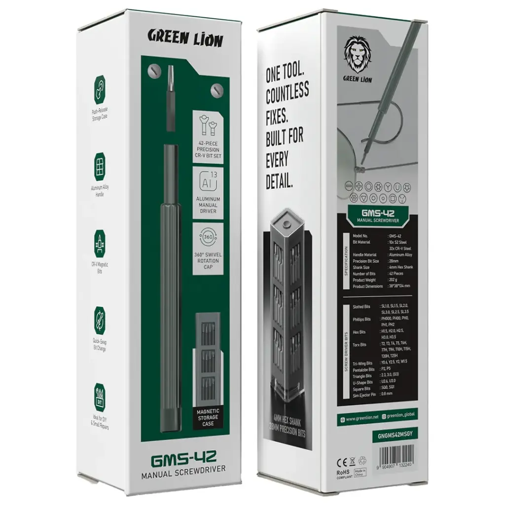 مفك براغي يدوي Green Lion GMS-42 - رمادي