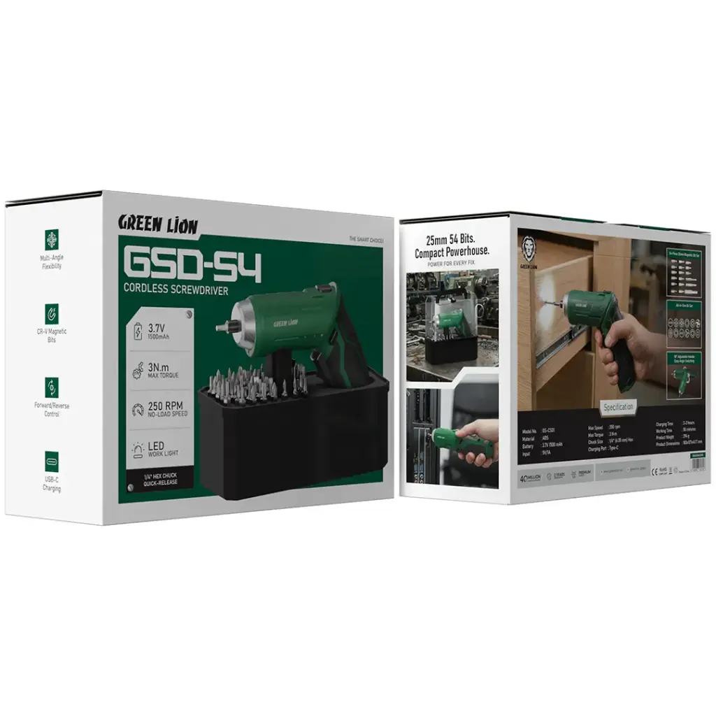 مفك براغي لاسلكي GSD-54 من جرين لايون - أخضر