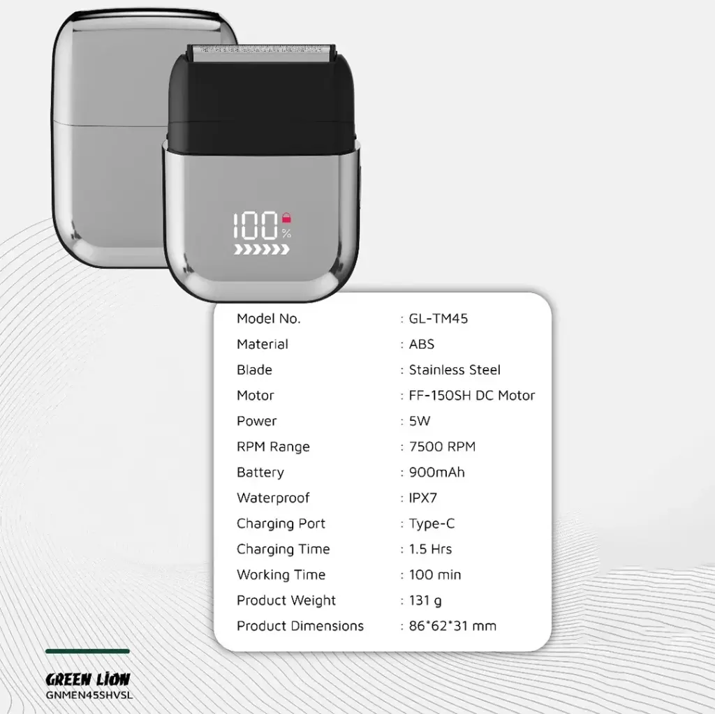 ماكينة حلاقة للرجال من جرين ليون X للاستخدام الرطب والجاف - فضي