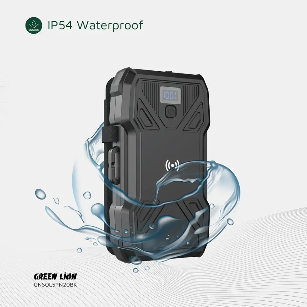 بنك الطاقة جرين ليون سولار 5-Panel 20000mAh PD20W - أسود