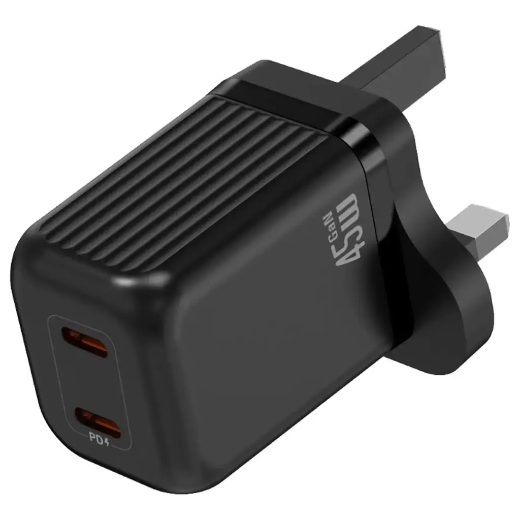 Green Lion Ultra Compact GaN Wall Charger Dual PD 45W - Black