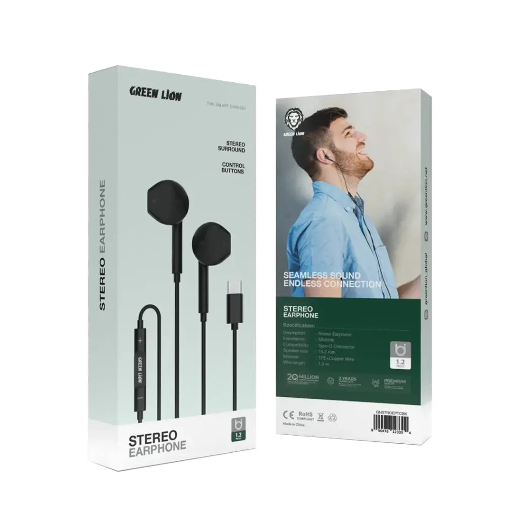 Green Lion Wired Stereo Earphones with Type-C