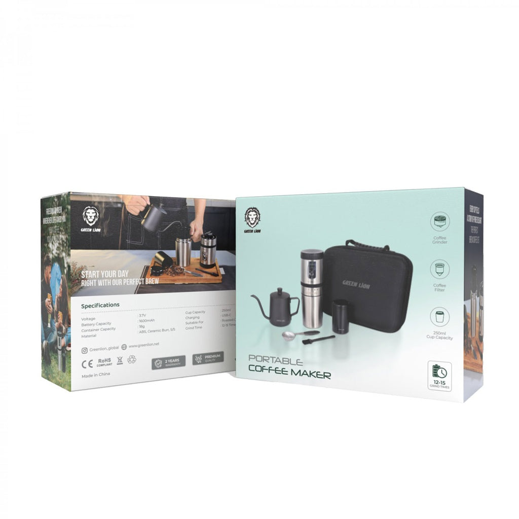 Green Lion Portable Coffee Maker Kettle Stainless Steel - Black