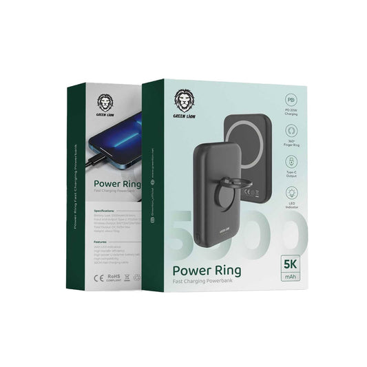 بنك الطاقة Green Lion Power Ring سريع الشحن بقوة 5000 مللي أمبير في الساعة PD 20 وات