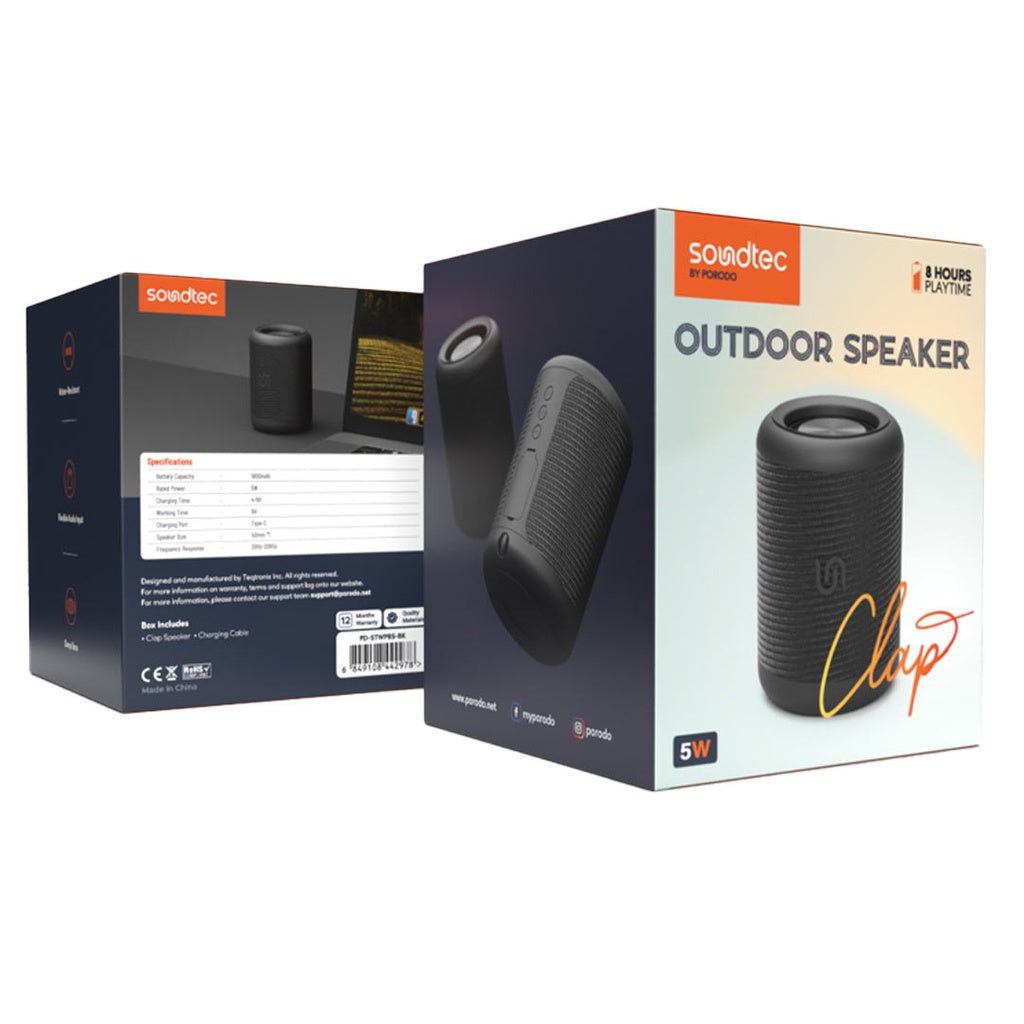 Porodo Soundtec Waterproof IP65 Portable Bluetooth Speaker