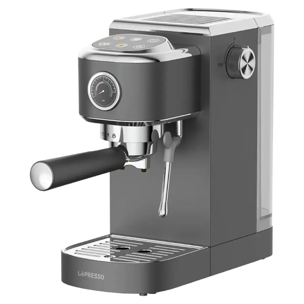 LePresso Hot & Cold Espresso Maker with Steam Wand and Pressure Gauge - Gray