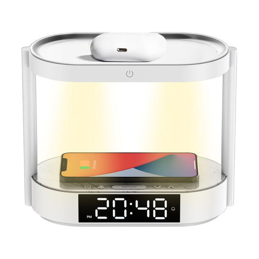 PORODO LIHGT WITH WIRELESS CHARGER AND DIGITAL CLOCK -WHITE