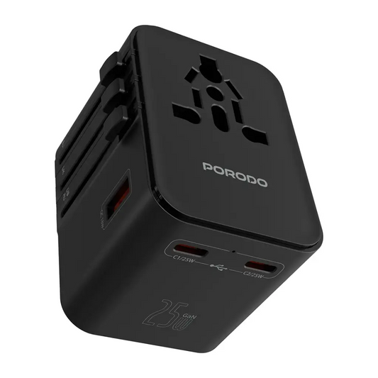 Porodo GaN Universal Travel Multi-Port Quick Charger – Black
