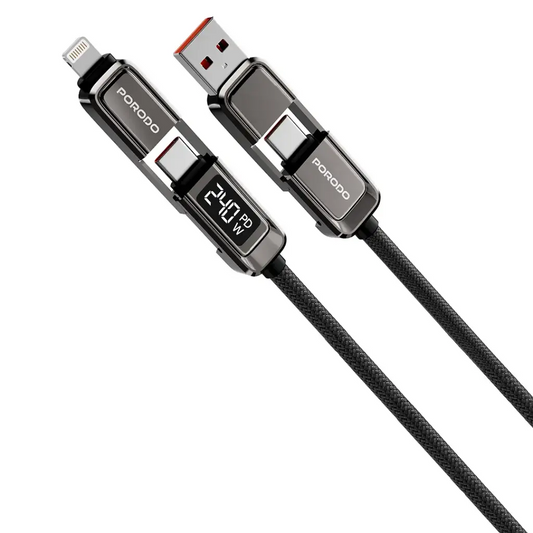 Porodo 4-In-1 High-Speed Charging Cable - Grey
