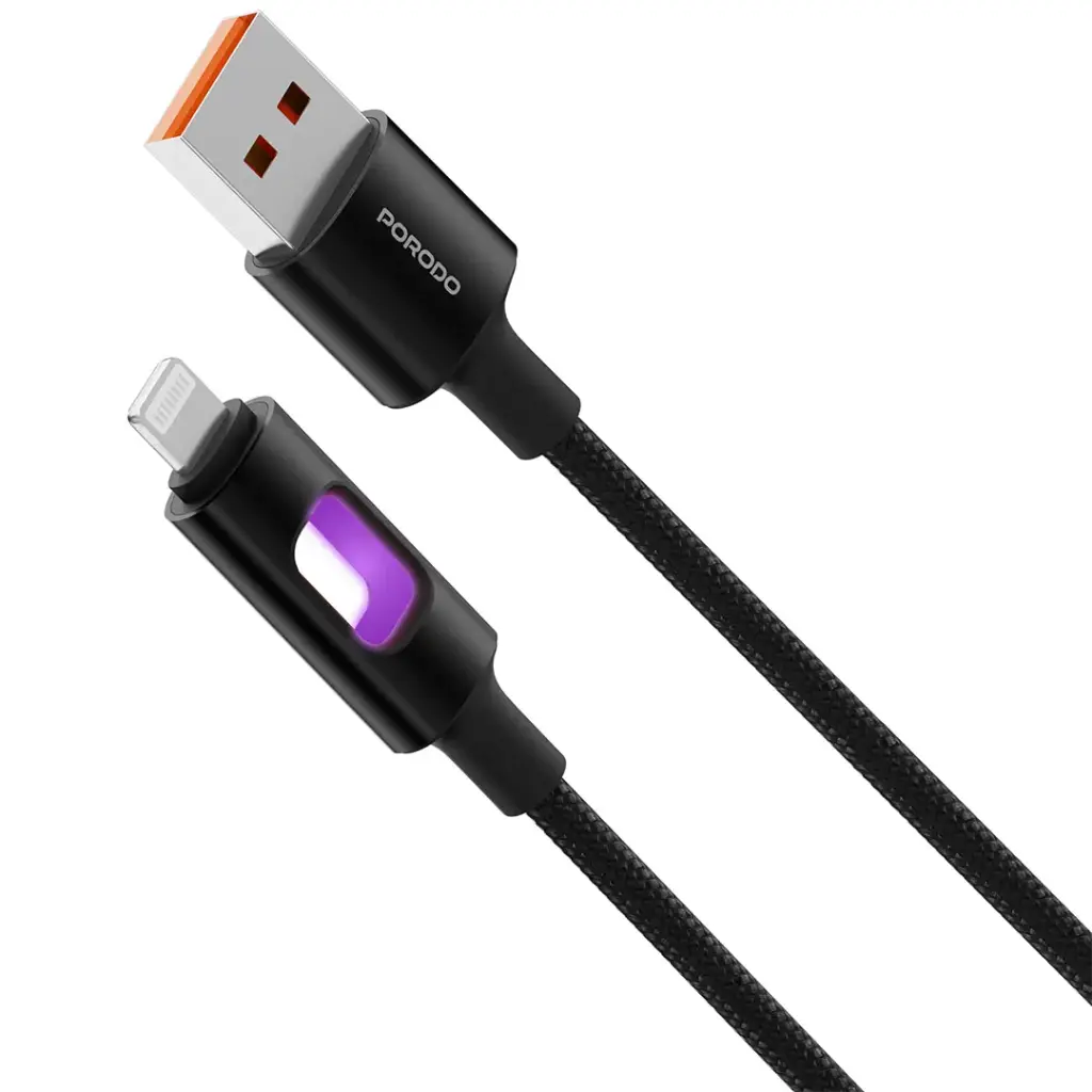 Porodo USB-A To Lightning LED Braided