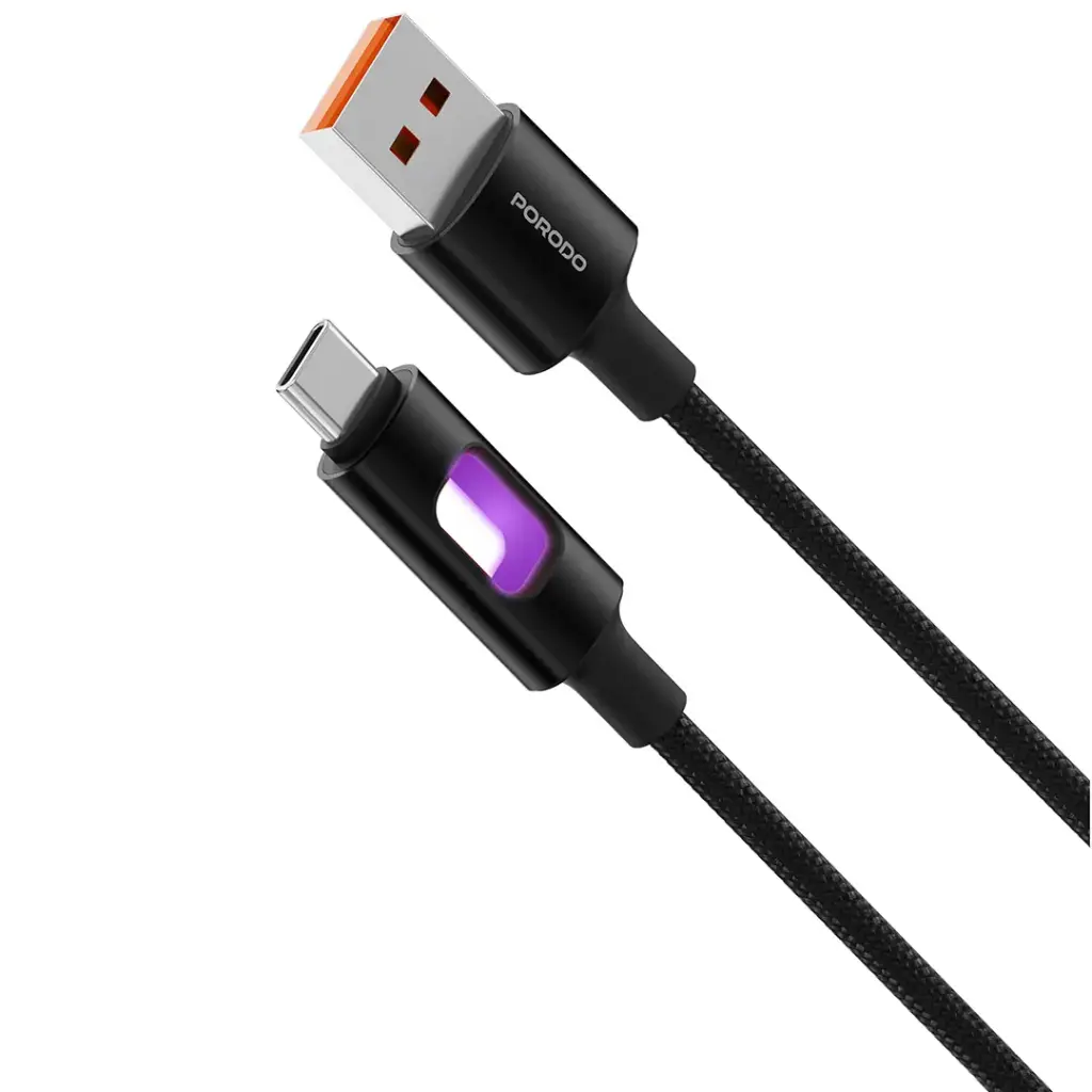 Porodo USB-A To USB-C LED Braided