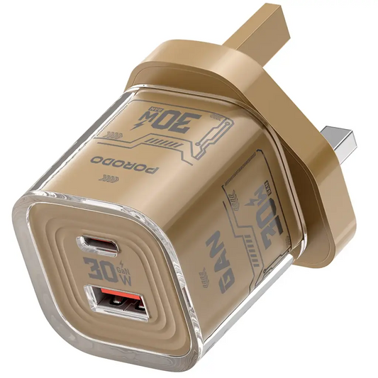 Porodo Tezclarte Quick Wall Charger Dual-Port Fast Charging - khakl