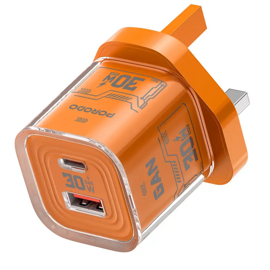 Porodo Tezclarte Quick Wall Charger Dual-Port Fast Charging - Orange