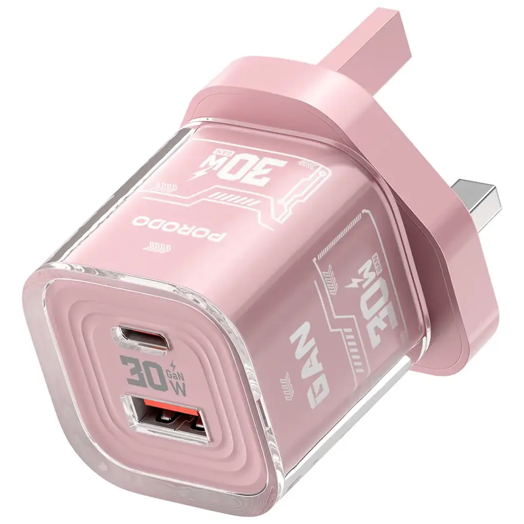 Porodo Tezclarte Quick Wall Charger Dual-Port Fast Charging -Pink
