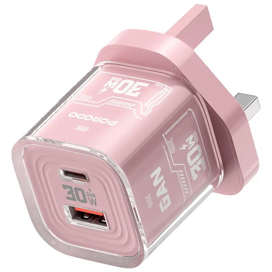 Porodo Tezclarte Quick Wall Charger Dual-Port Fast Charging -Pink