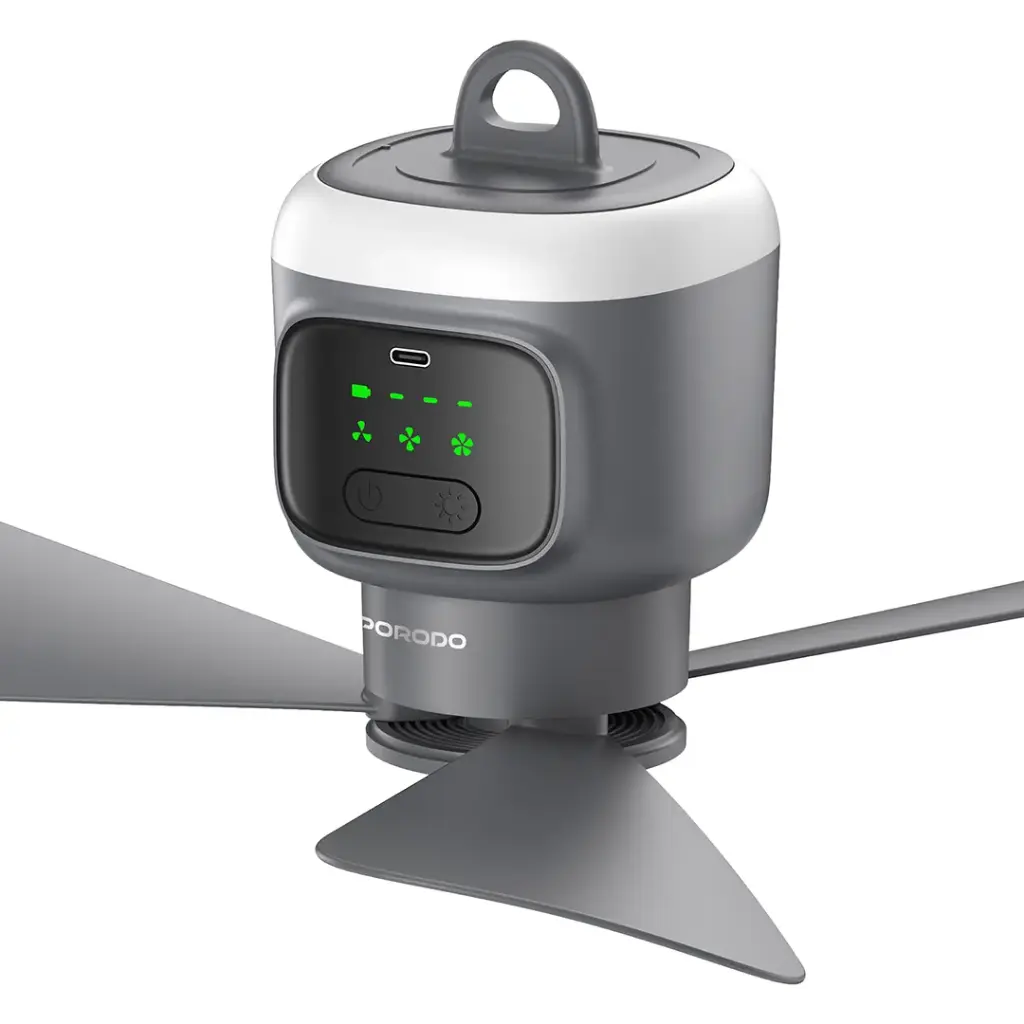 Porodo Lifestyle Camping Rechargeable Ceiling Fan - Gray