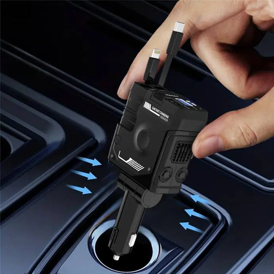 PORODO 4IN 1 RETRACTABLE CAR CHARGER