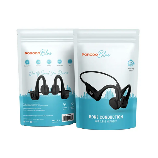 Porodo Blue Bone Conduction Wireless Headset - Black