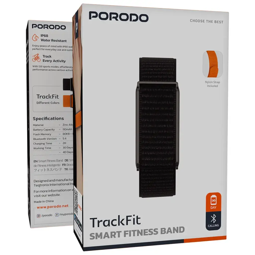 Porodo TrackFit Smart Fitness Band -Black