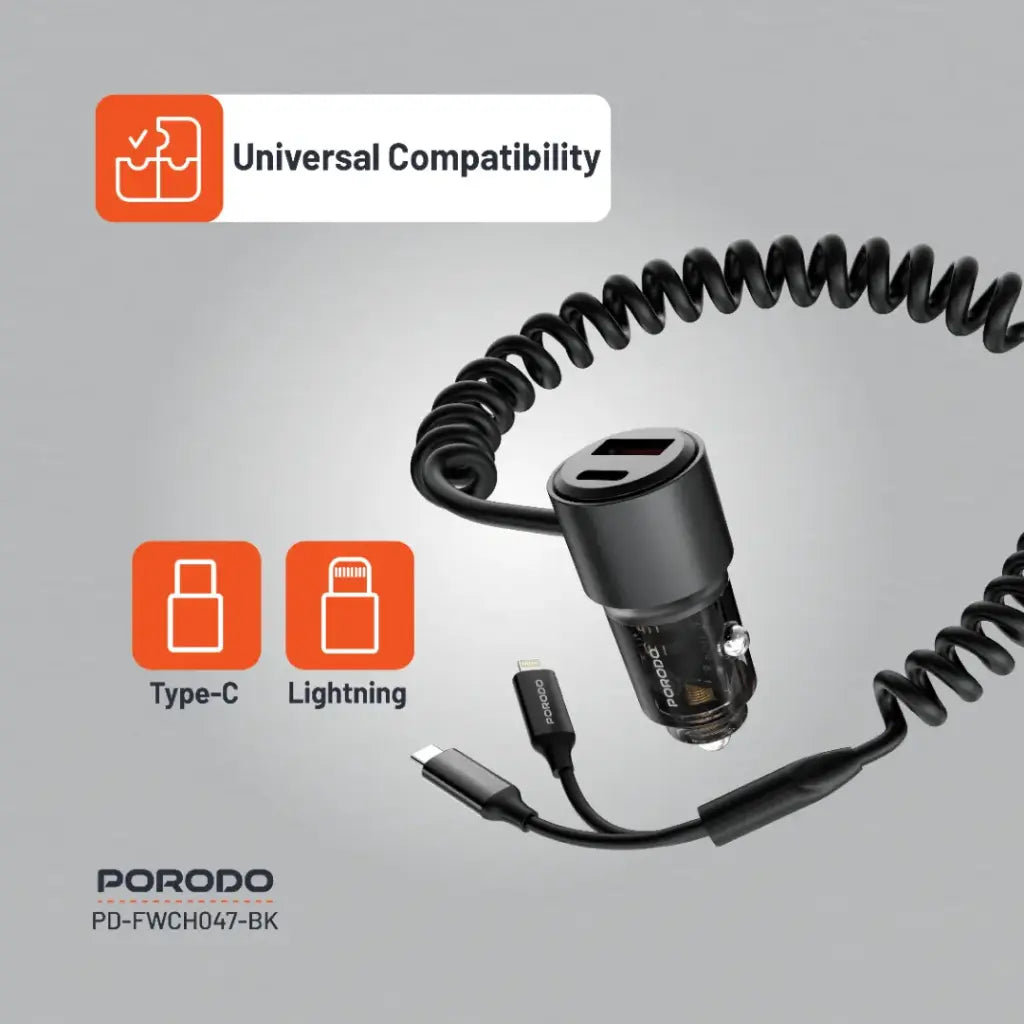 Porodo 95W Car Charger - Black