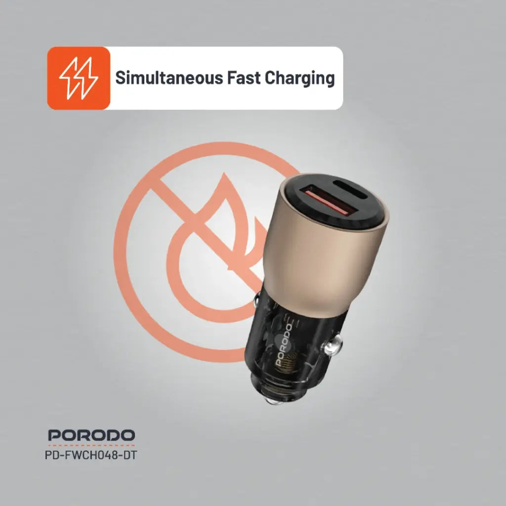 Porodo 95W Car Charger Transparent Multi-Device PD Charging