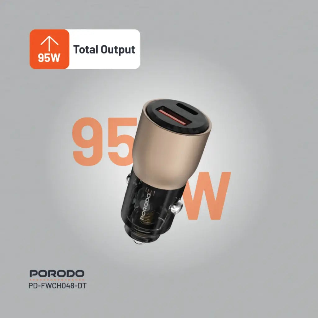 Porodo 95W Car Charger Transparent Multi-Device PD Charging