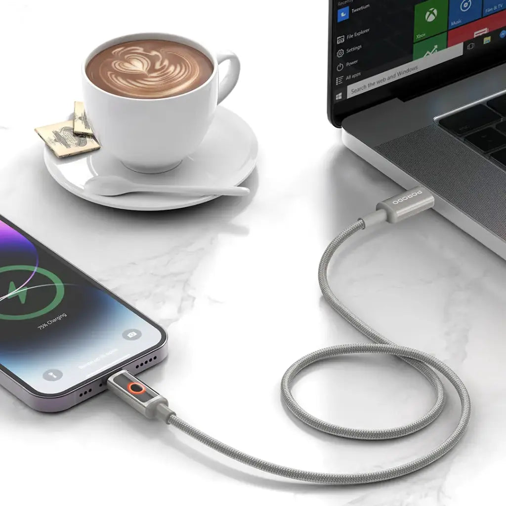 Porodo ChargeLite USB-C to Lightning High-Speed Charging Cable - Gray